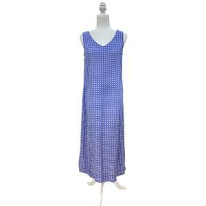Vintage 90s Women's Size M Purple Polka Dot Rayon A-Line Sleeveless Maxi Dress